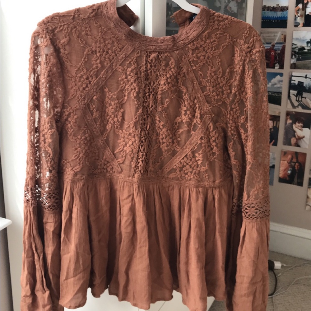 brown american eagle blouse